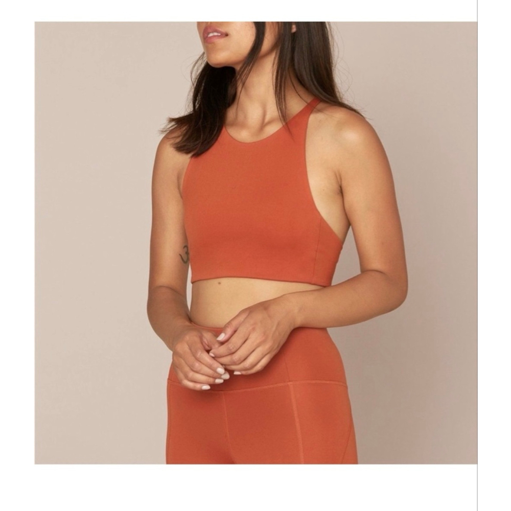 Girlfriend Collective Topanga Sport Bra Rust Orange- Size Small